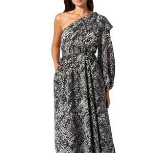 NWT - Joie - June Ikat Print One-Shoulder Silk Dress - Size 8